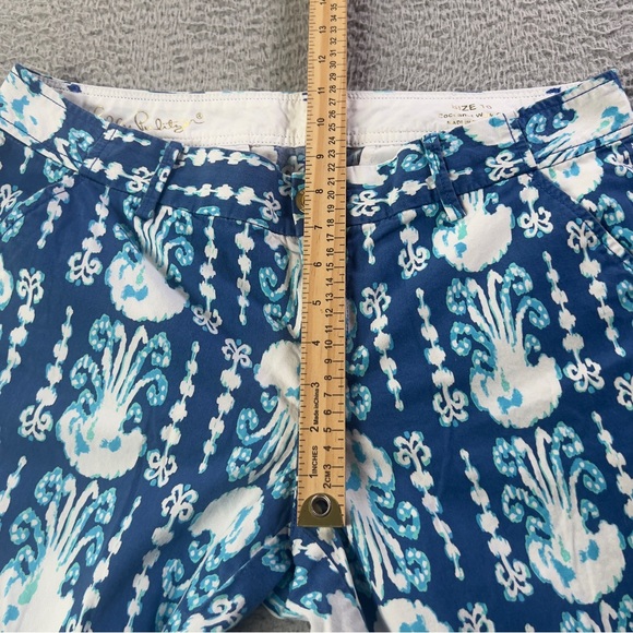 Lilly Pulitzer Pants Womens 10 Blue Jellyfish Beach Cocoanut Walk Cropped Preppy - Picture 10 of 10